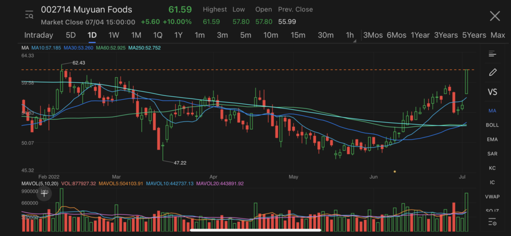 china muyuan foods stocks