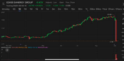 Sanergy Group rebounds 47% after previous 99% slump, major shareholder forced to sell 370 mln shares on Tue